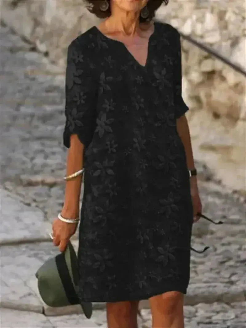 Vestido de Linho Floral Brenna - Loja Luniva