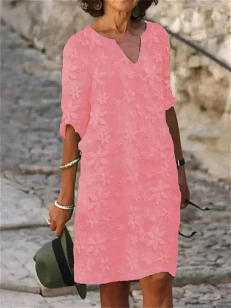 Vestido de Linho Floral Brenna - Loja Luniva