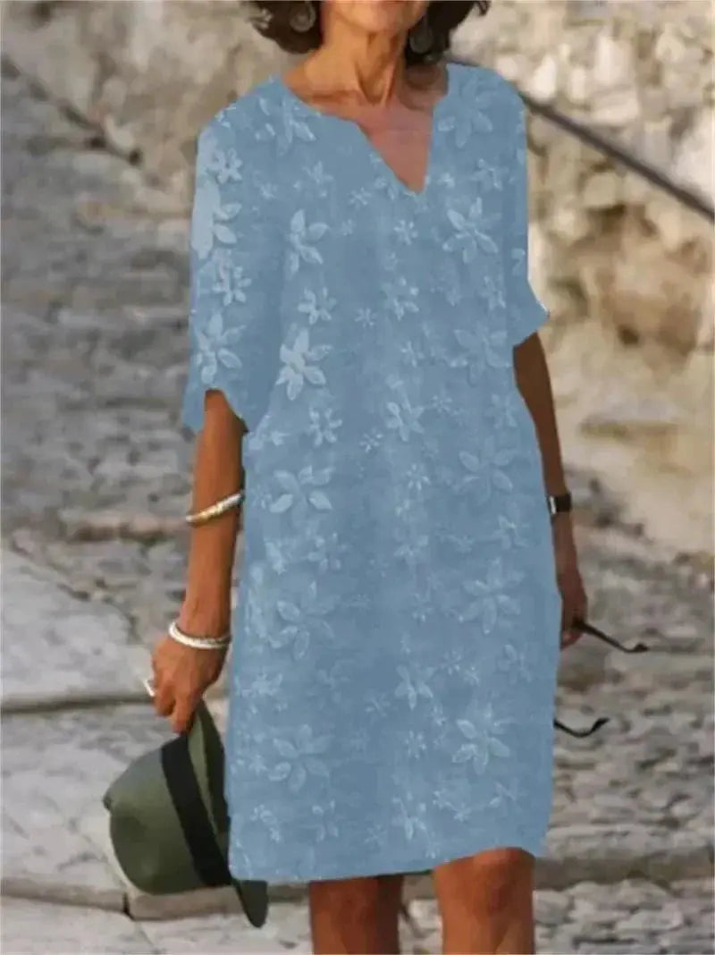 Vestido de Linho Floral Brenna - Loja Luniva