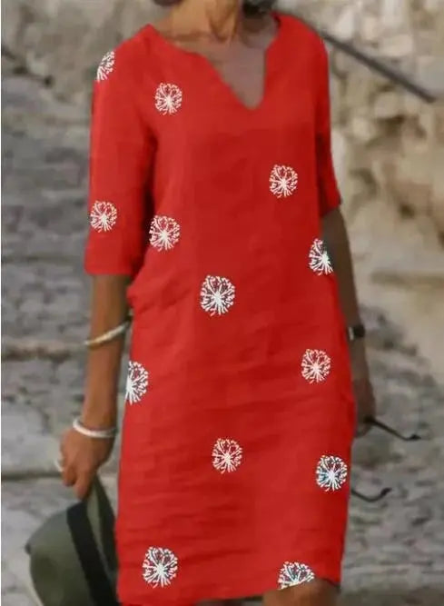 Vestido Feminino de Linho com Gola V Joyce - Loja Luniva