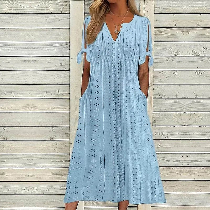 Vestido Feminino de Renda com Gola V Ofélia - Loja Luniva