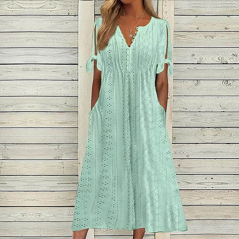 Vestido Feminino de Renda com Gola V Ofélia - Loja Luniva