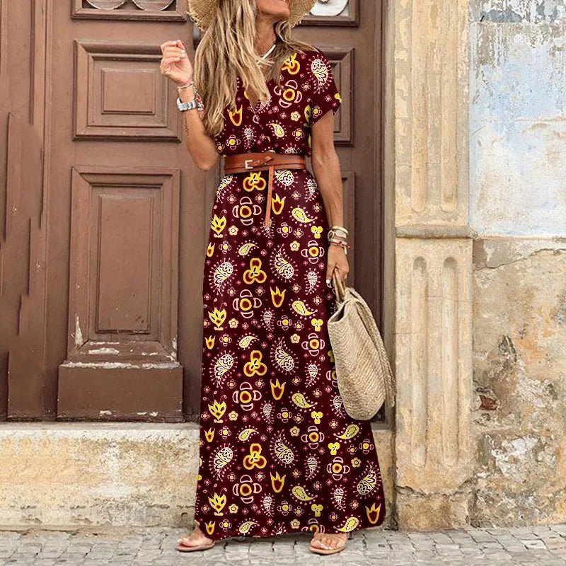 Vestido Feminino Estampado de Fenda Alta - Loja Luniva