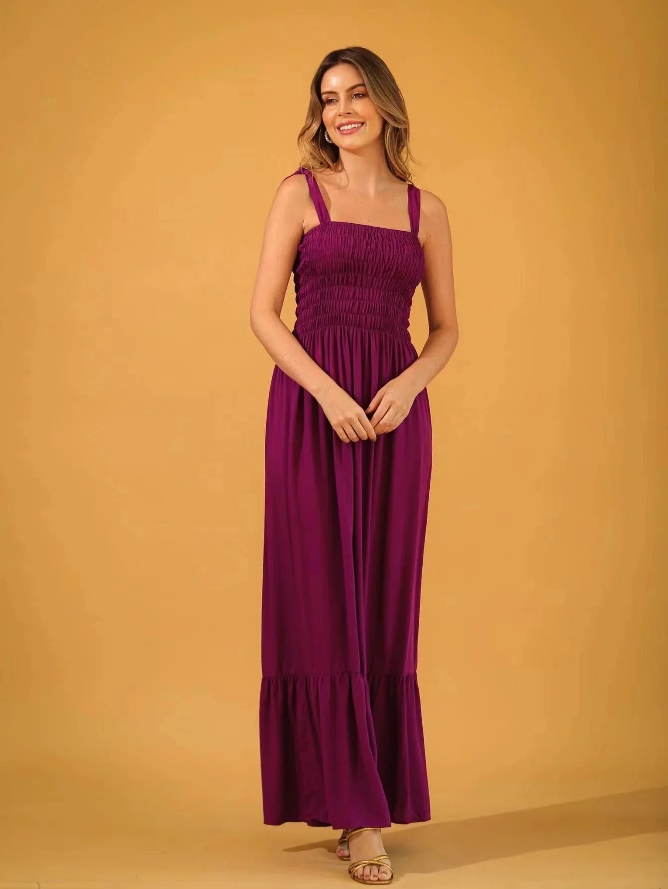Vestido Feminino Longo em Lastex Com Alça - Loja Luniva
