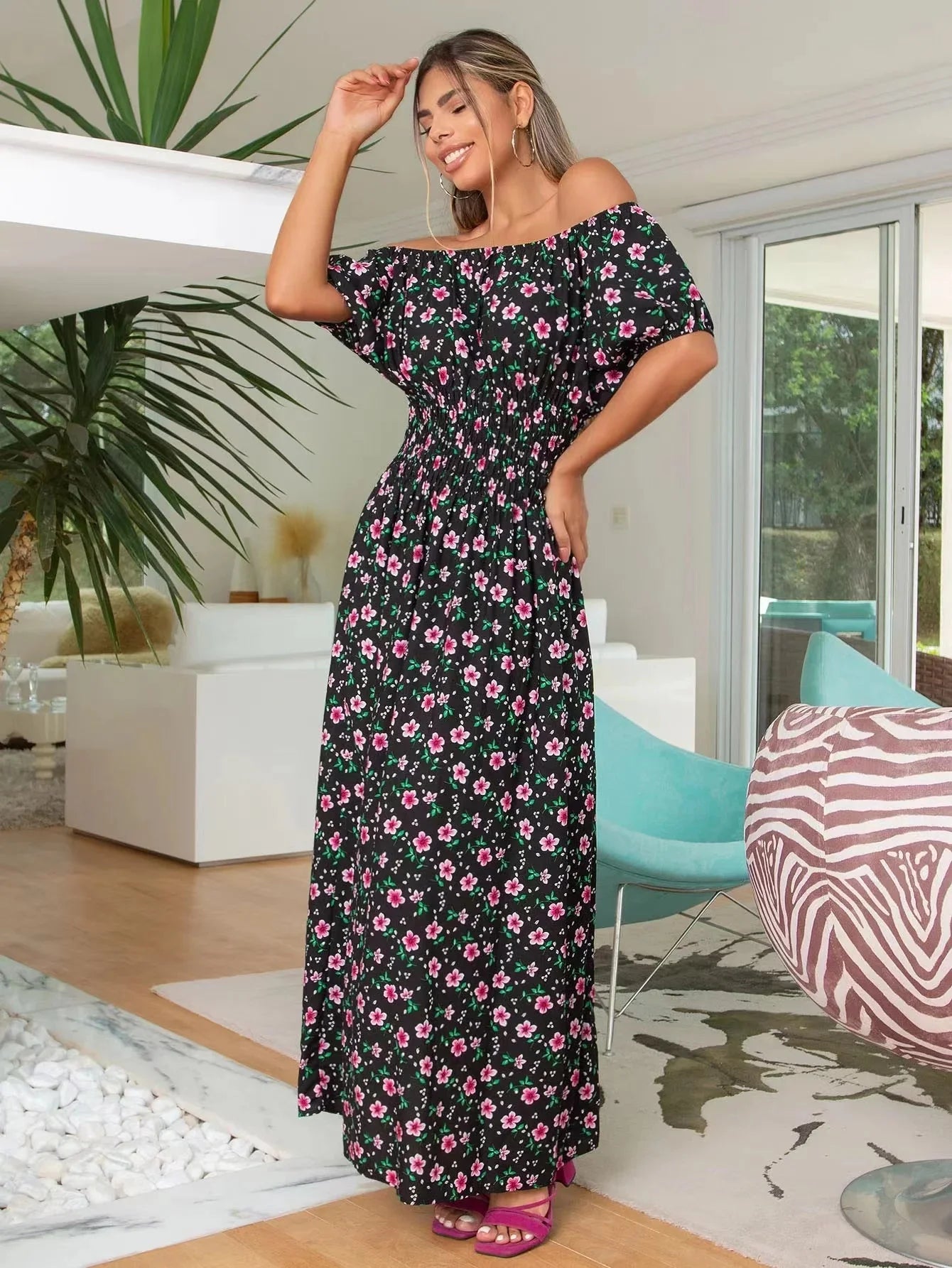 Vestido Feminino Longo Estampado Lilian - Loja Luniva