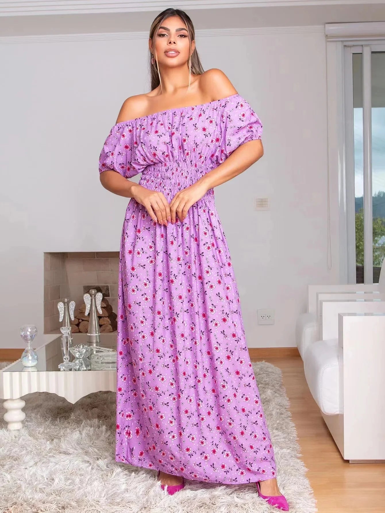 Vestido Feminino Longo Estampado Lilian - Loja Luniva