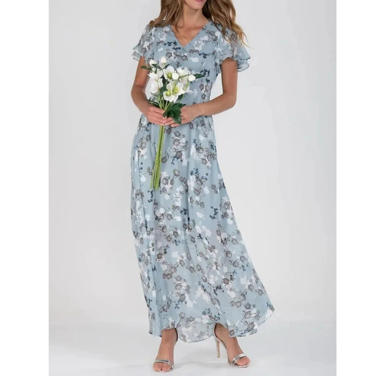 Vestido Feminino Longo Floral Elisabete - Loja Luniva