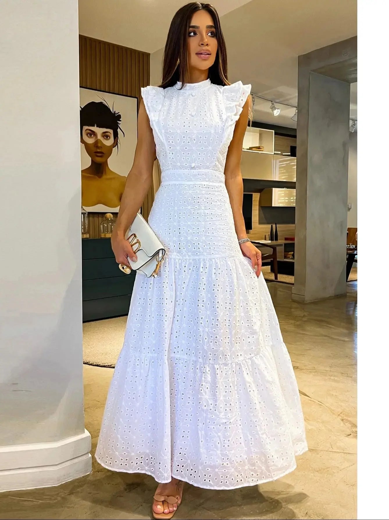 Vestido Feminino Longo Manga Voadora - Loja Luniva