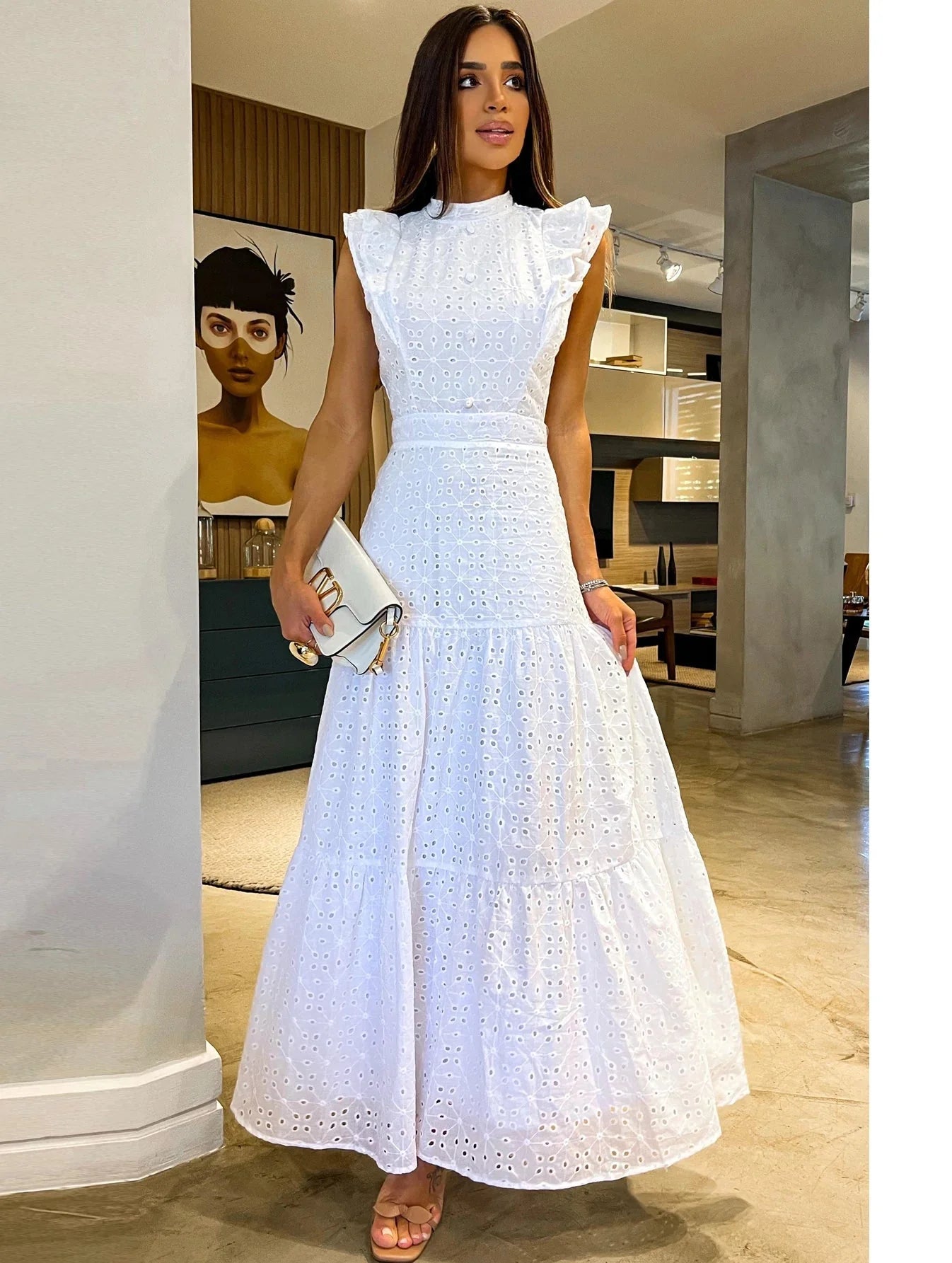 Vestido Feminino Longo Manga Voadora - Loja Luniva