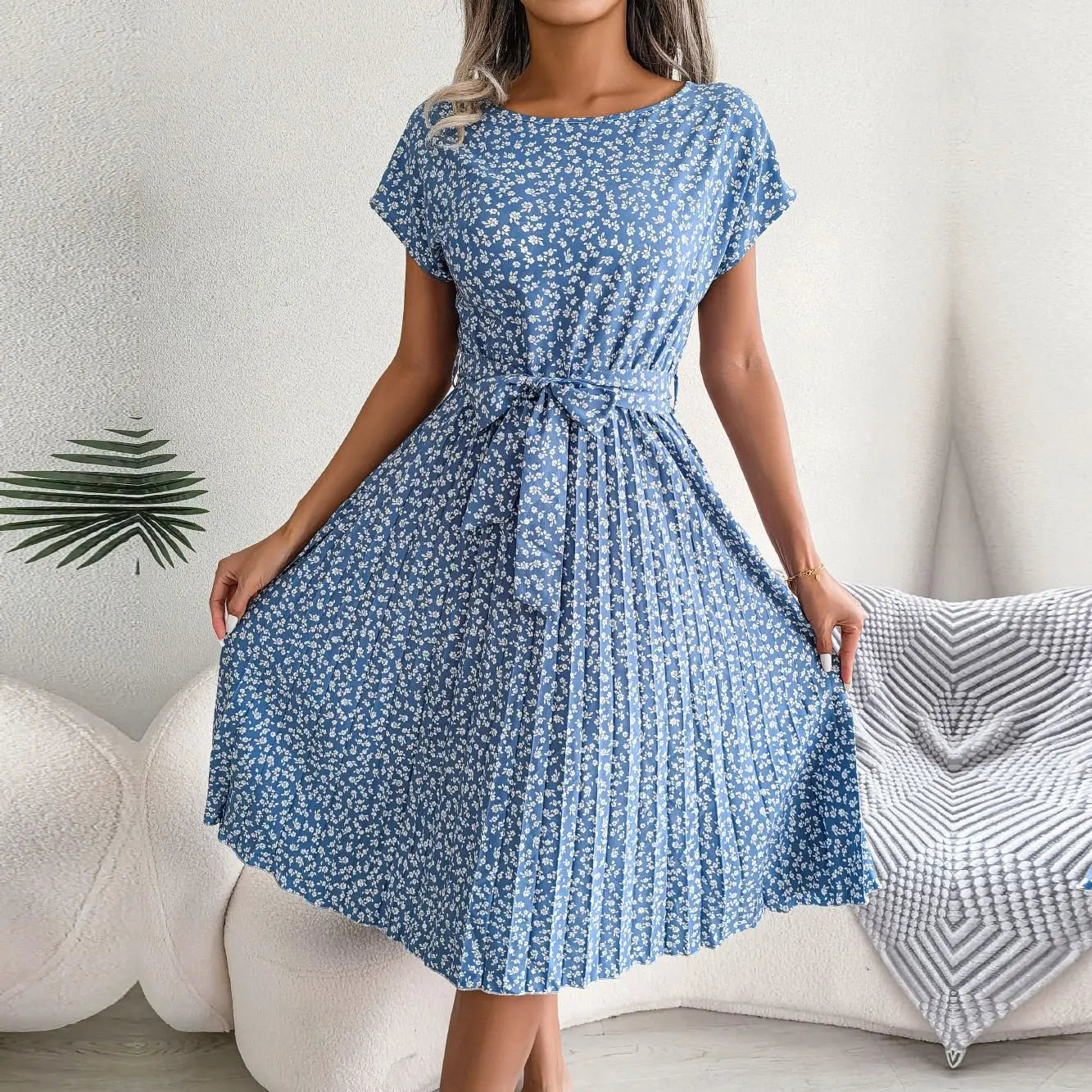 Vestido Floral Plissado - Loja Luniva