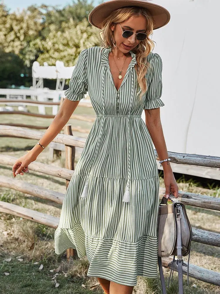 Vestido Listrado Stella - Loja Luniva