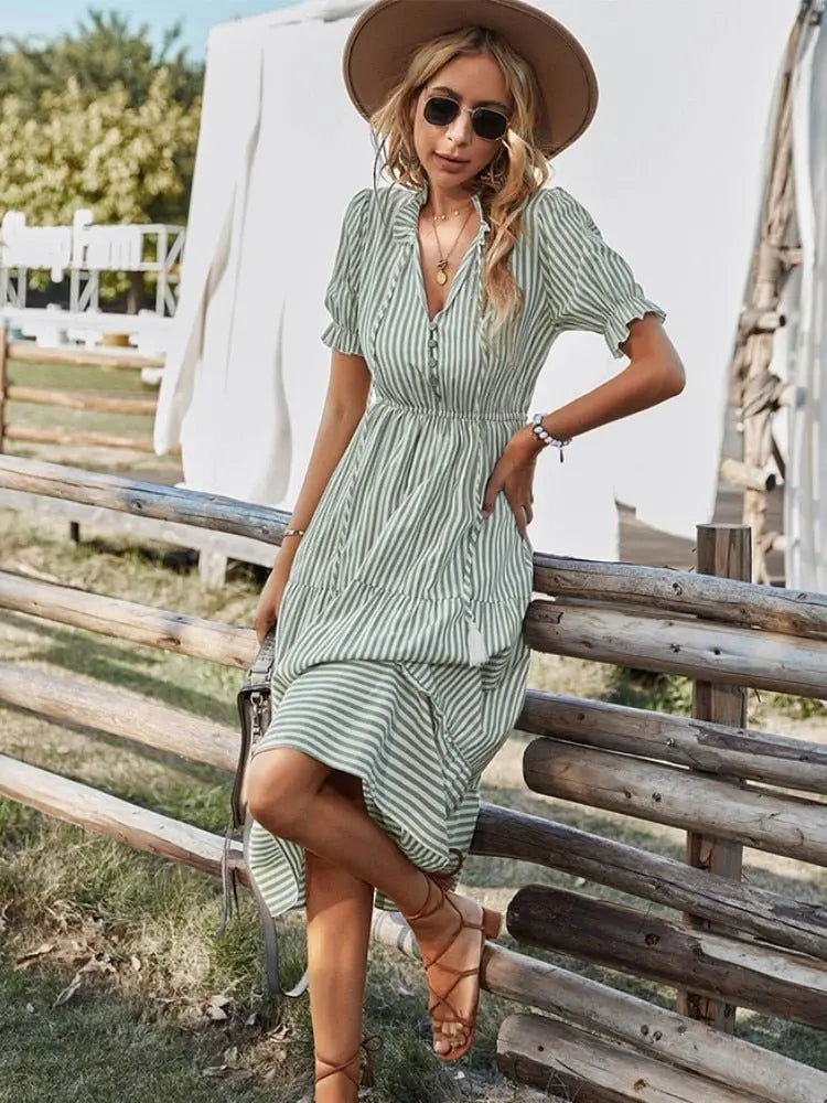Vestido Listrado Stella - Loja Luniva