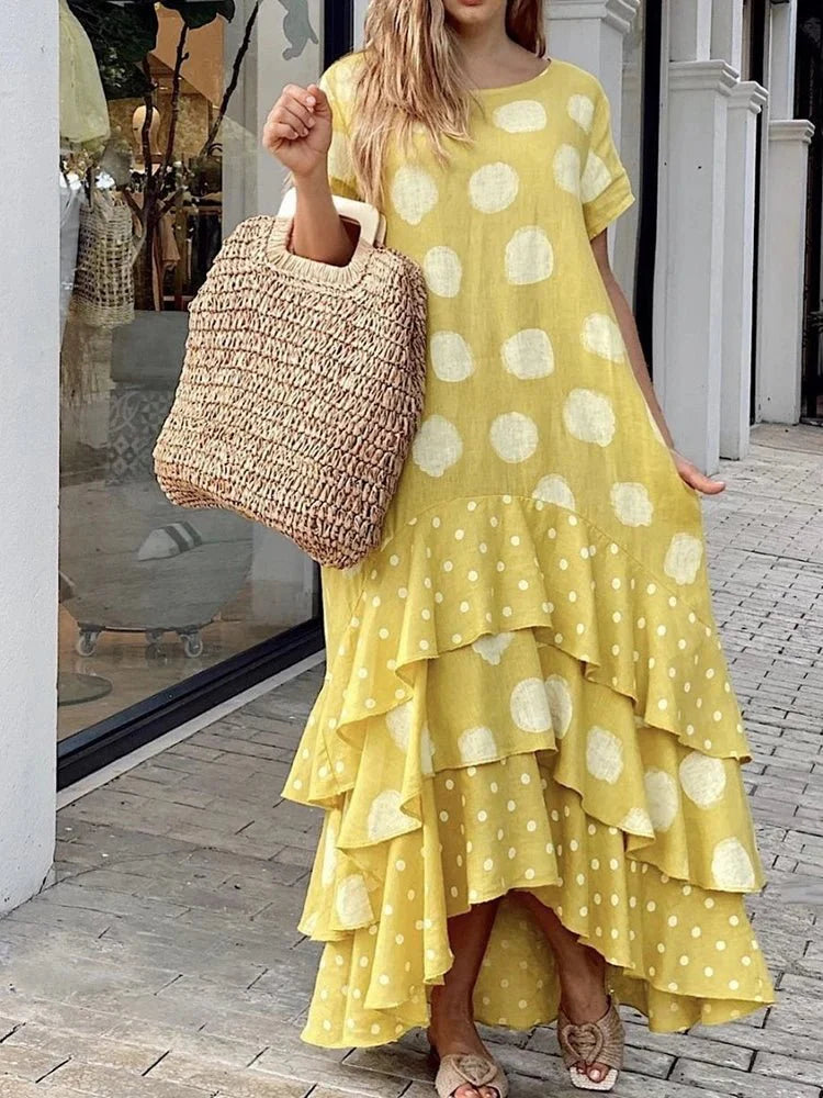 Vestido Longo com Babado em Cascata Nícia - Loja Luniva
