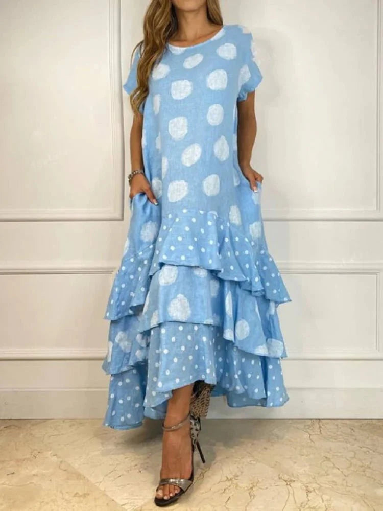 Vestido Longo com Babado em Cascata Nícia - Loja Luniva