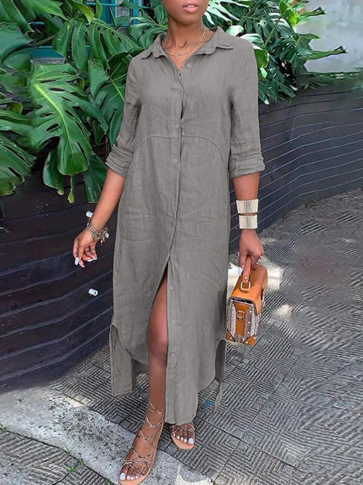 Vestido Longo De Linho - Judi - Loja Luniva