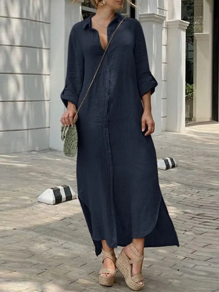 Vestido Longo De Linho - Judi - Loja Luniva