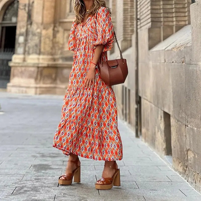 Vestido Longo Estampado Elida - Loja Luniva