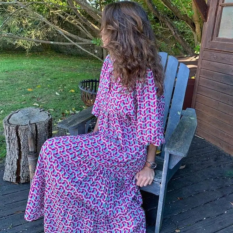 Vestido Longo Estampado Elida - Loja Luniva