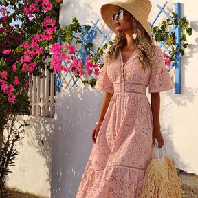 Vestido Longo de Renda Therese - Loja Luniva