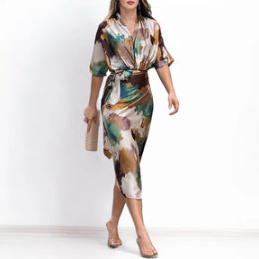 Vestido Estampado com Cinto Evangeline - Loja Luniva