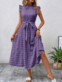 Vestido com Laço e Mangas Voadoras - Loja Luniva