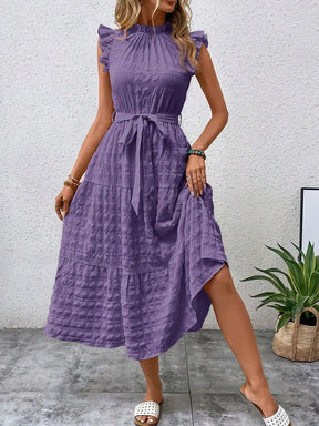 Vestido com Laço e Mangas Voadoras - Loja Luniva