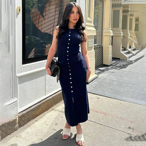 Vestido Longo com Botões Francine - Loja Luniva