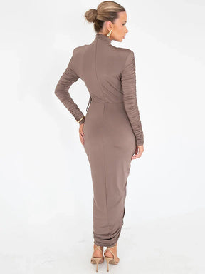 Vestido de Gola Alta e Manga Longa Palmira - Loja Luniva