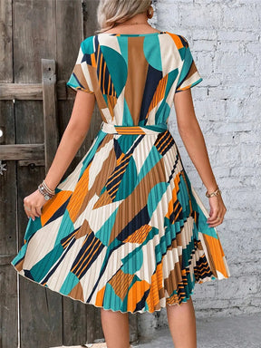 Vestido Estampado com Gola Redonda - Loja Luniva