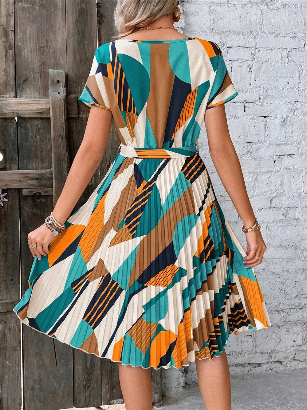 Vestido Estampado com Gola Redonda - Loja Luniva