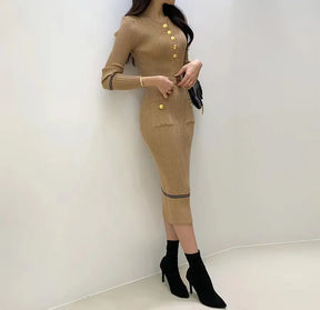 Vestido Longo de Malha com Botões Roselina - Loja Luniva
