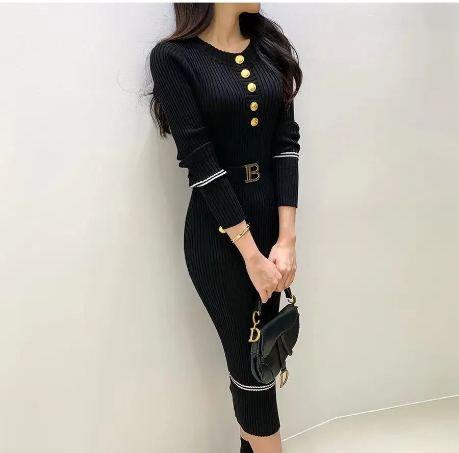 Vestido Longo de Malha com Botões Roselina - Loja Luniva