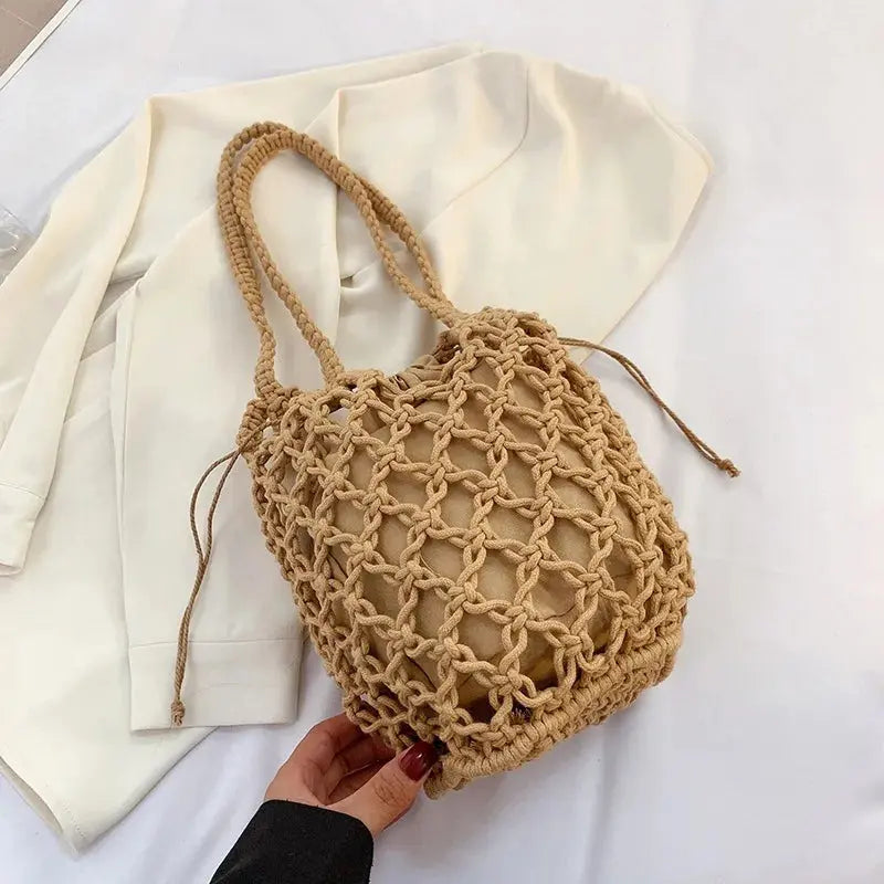 Bolsa De Praia Fios de Macramê Trançada - Loja Luniva