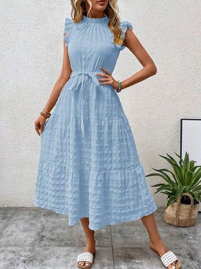 Vestido com Laço e Mangas Voadoras - Loja Luniva