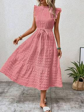 Vestido com Laço e Mangas Voadoras - Loja Luniva