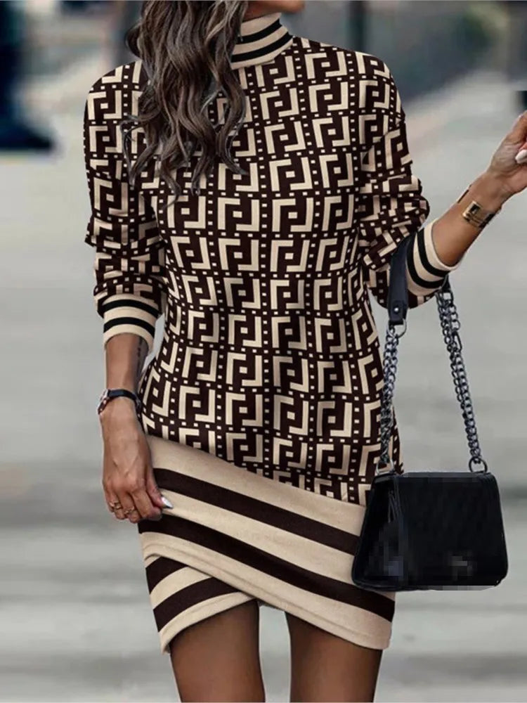 Vestido de Gola Alta Estampada Margot - Loja Luniva