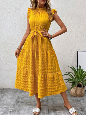Vestido com Laço e Mangas Voadoras - Loja Luniva