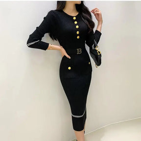 Vestido Longo de Malha com Botões Roselina - Loja Luniva