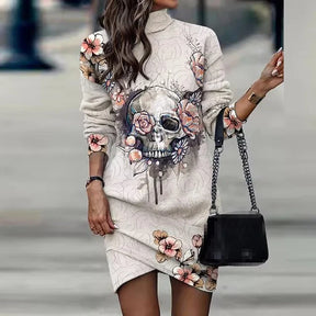 Vestido de Gola Alta Estampada Margot - Loja Luniva