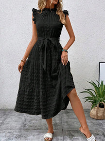 Vestido com Laço e Mangas Voadoras - Loja Luniva