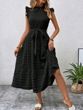 Vestido com Laço e Mangas Voadoras - Loja Luniva
