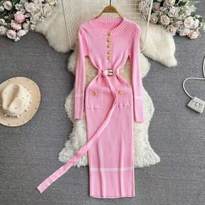Vestido Longo de Malha com Botões Roselina - Loja Luniva