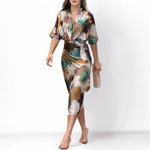 Vestido Estampado com Cinto Evangeline - Loja Luniva