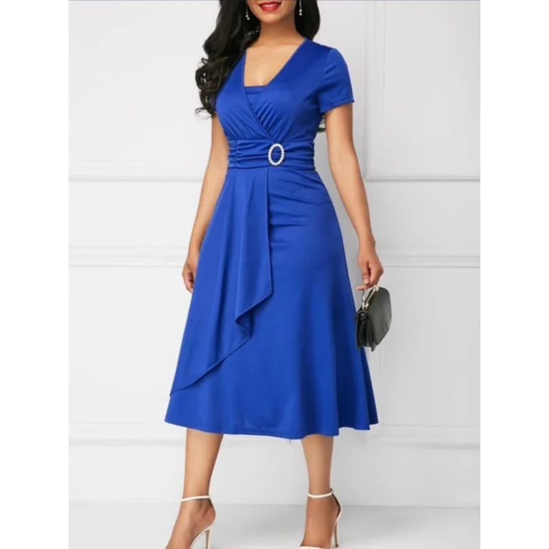 Vestido com Gola V Fiorella - Loja Luniva