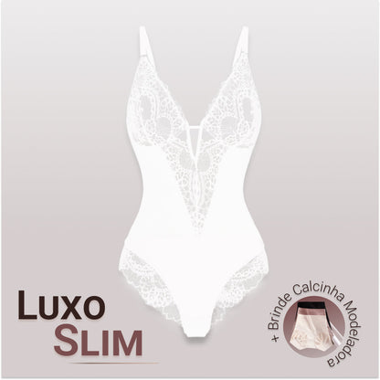 Body Modelador de Renda - Luxo Slim | + Brinde Calcinha Modeladora