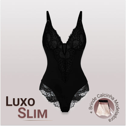 Body Modelador de Renda - Luxo Slim | + Brinde Calcinha Modeladora