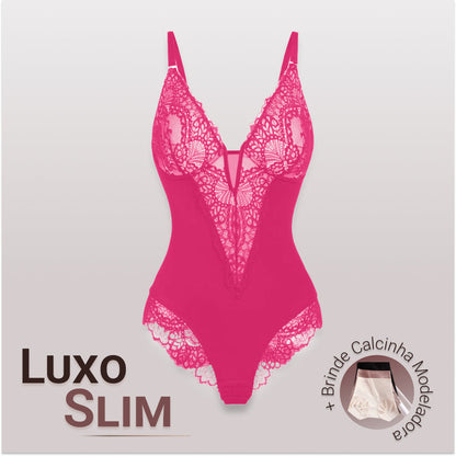 Body Modelador de Renda - Luxo Slim | + Brinde Calcinha Modeladora