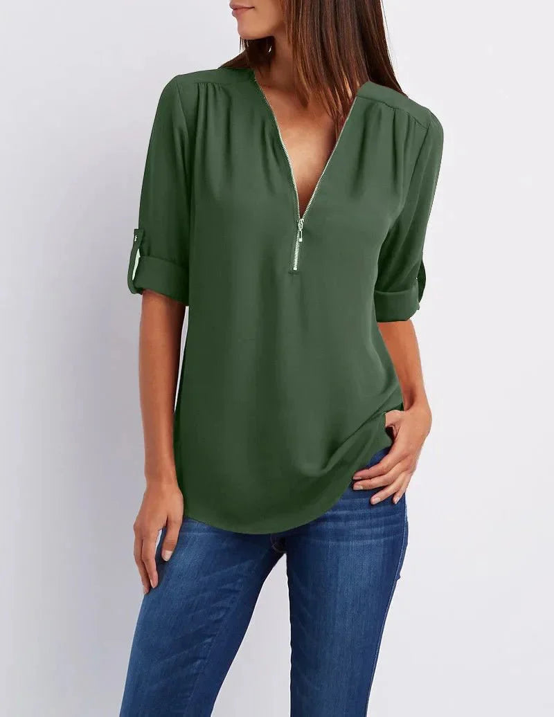 Blusa Feminina Gola V - Loja Luniva