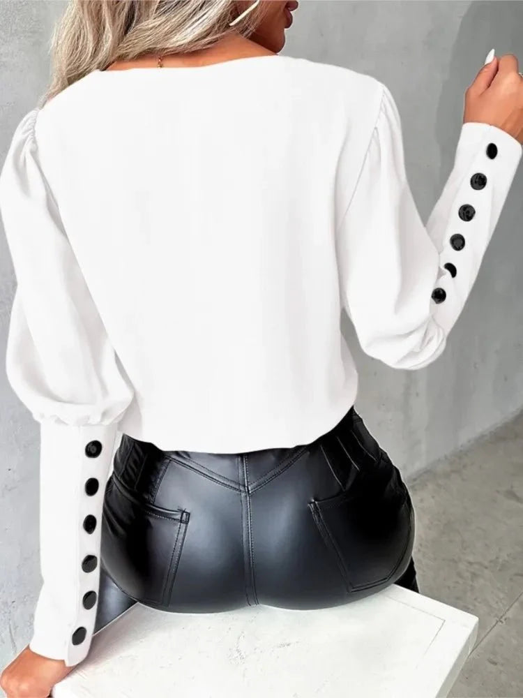 Blusa Feminina Social Manga Longa - Loja Luniva
