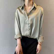 Camisa Feminina Social de Cetim - Loja Luniva